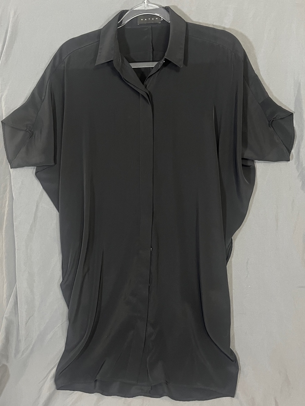 HATCH Black Oversized Button Front Blouse Shirt Dress One Size S/O Maternity